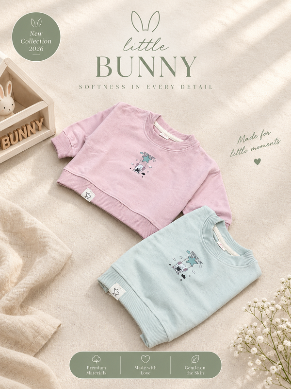 Little Bunny Softness Collection دورس تک دخترونه فیل و ستاره ( مناسب 4 ماه تا 3 سال) - Image 1